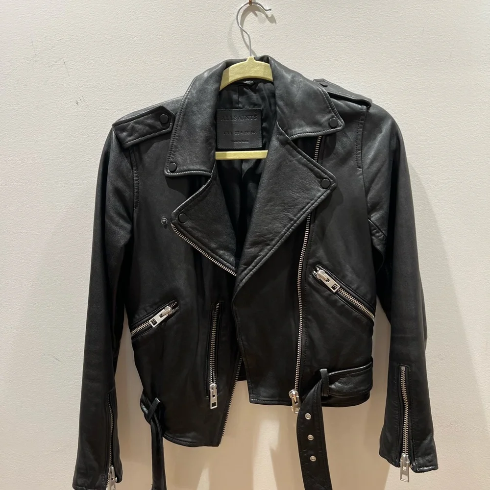 All Saints Leather Biker Jacket - Picture 3 of 6